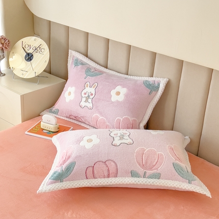 91家纺网 家纺一手货源 找家纺 （总）2023新款立体6D雪花绒加厚保暖系列单枕套 48x74cm一对