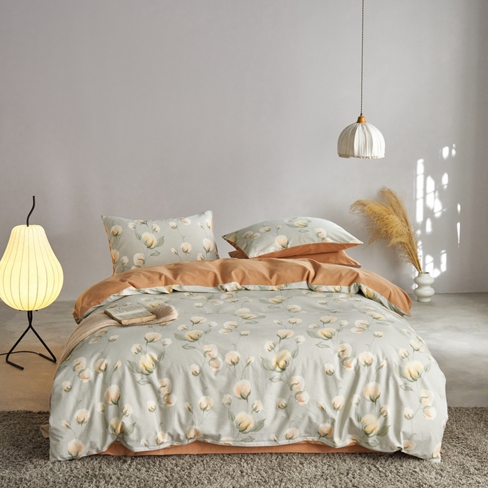 91家纺网 家纺一手货源 找家纺 时年2023新款全棉磨毛印花系列套件-花卉风格 碧秋