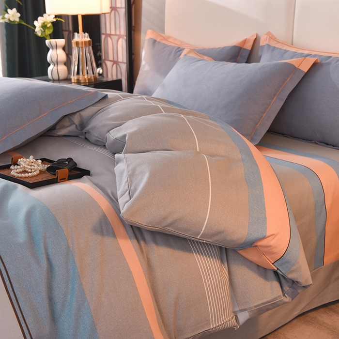 91家纺网 家纺一手货源 找家纺 简如   2025新款全棉磨毛印花四件套 圣西罗-桔