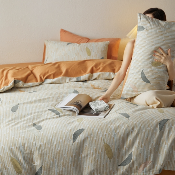 91家纺网 家纺一手货源 找家纺 时年2023新款全棉磨毛印花系列套件-花卉风格 秋凉