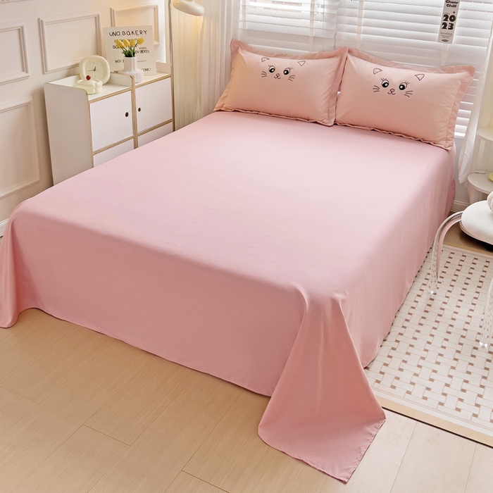 91家纺网 家纺一手货源 找家纺 （总）娜娜 2023新款亲肤柔软水洗磨毛毛巾绣四件套-咪咪猫