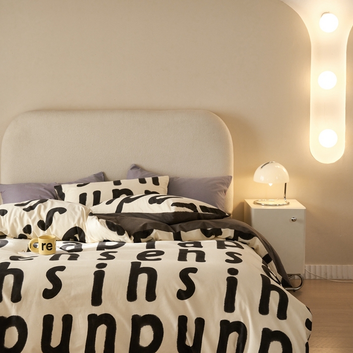 91家纺网 家纺一手货源 找家纺 时年2023新款全棉磨毛印花系列套件-简约风格 心动