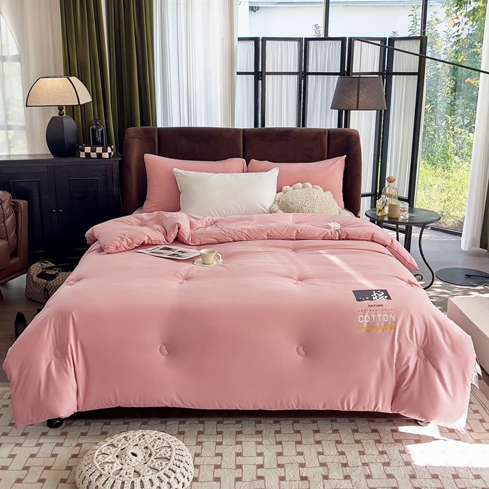 91家纺网 家纺一手货源 找家纺 米菲 2023新款 柔棉大豆被冬被被子被芯春秋被 西柚粉