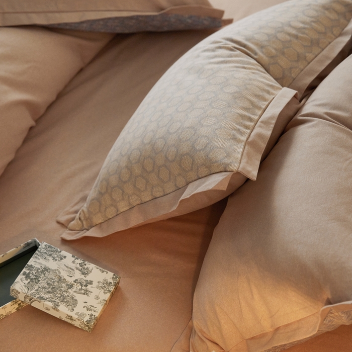 91家纺网 家纺一手货源 找家纺 时年家纺 2023 全棉磨毛飞边工艺款 研悦-桔