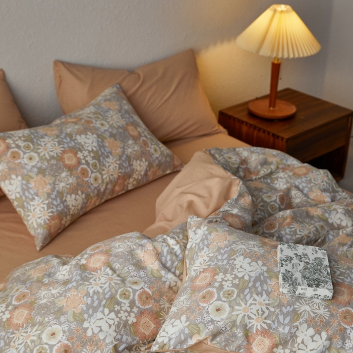 91家纺网 家纺一手货源 找家纺 时年2023新款全棉磨毛印花系列套件-花卉风格 秋月