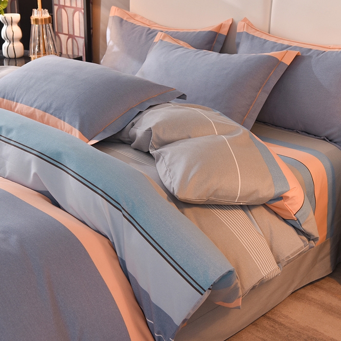 91家纺网 家纺一手货源 找家纺 简如   2025新款全棉磨毛印花四件套 圣西罗-桔