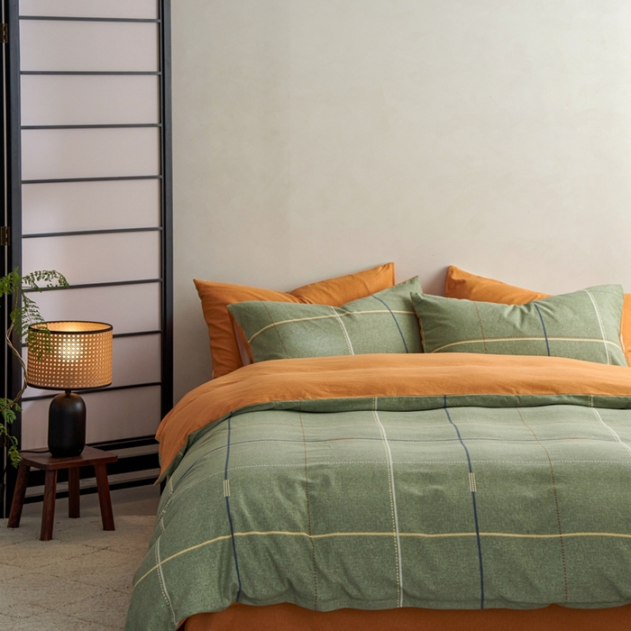 91家纺网 家纺一手货源 找家纺 时年2023新款全棉磨毛印花系列套件-简约风格 贝菡-绿