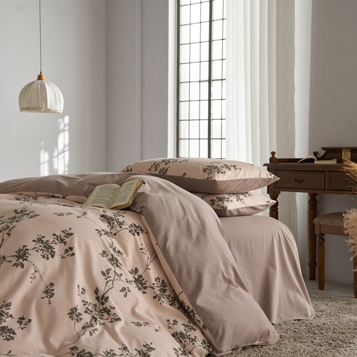 91家纺网 家纺一手货源 找家纺 时年2023新款全棉磨毛印花系列套件-花卉风格 敏玖-米