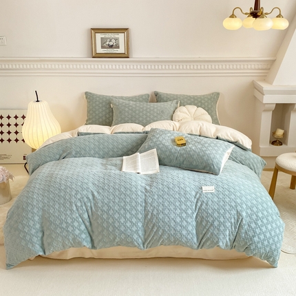 91家纺网 家纺一手货源 找家纺 （总）乐视  2024新款5D雕花牛奶绒四件套