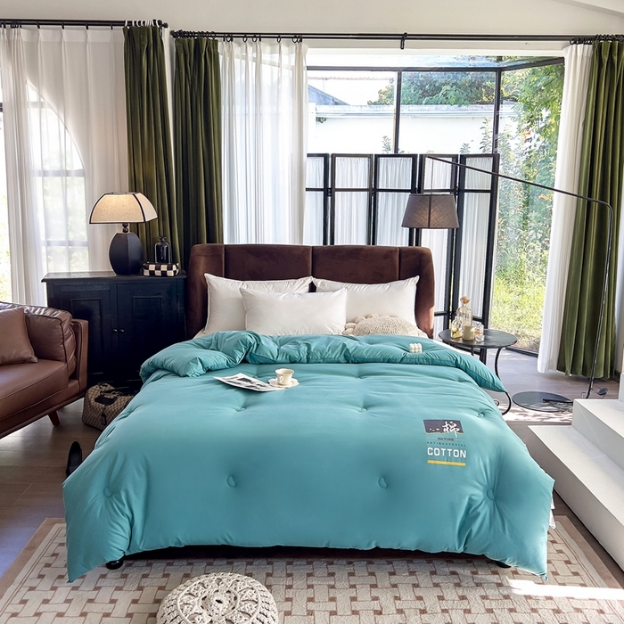 91家纺网 家纺一手货源 找家纺 米菲 2023新款 柔棉大豆被冬被被子被芯春秋被 孔雀绿