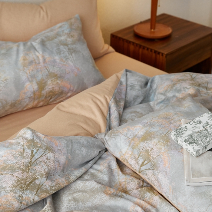 91家纺网 家纺一手货源 找家纺 时年2023新款全棉磨毛印花系列套件-花卉风格 幽静