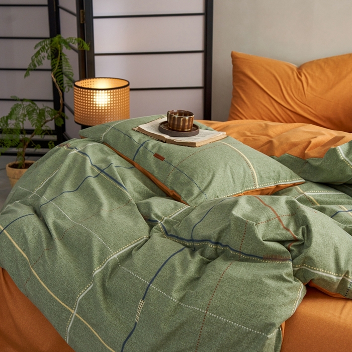 91家纺网 家纺一手货源 找家纺 时年2023新款全棉磨毛印花系列套件-简约风格 贝菡-绿