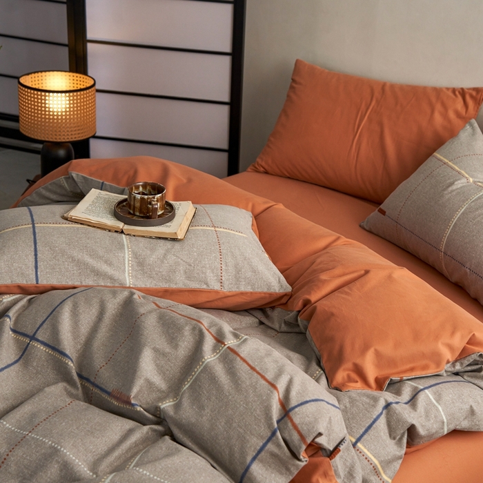 91家纺网 家纺一手货源 找家纺 时年2023新款全棉磨毛印花系列套件-简约风格 贝菡-灰