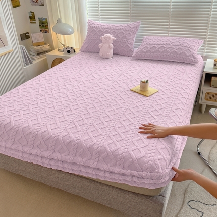 91家纺网 家纺一手货源 找家纺 希廷顿 2023新款塔芙绒剪花床笠 香芋紫