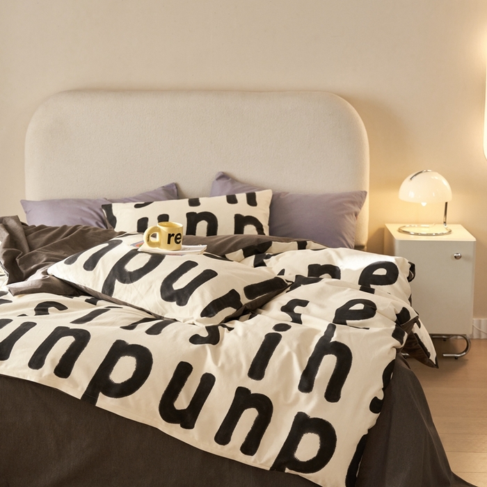 91家纺网 家纺一手货源 找家纺 时年2023新款全棉磨毛印花系列套件-简约风格 心动