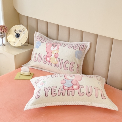 91家纺网 家纺一手货源 找家纺 （总）2023新款立体6D雪花绒加厚保暖系列单枕套 48x74cm一对