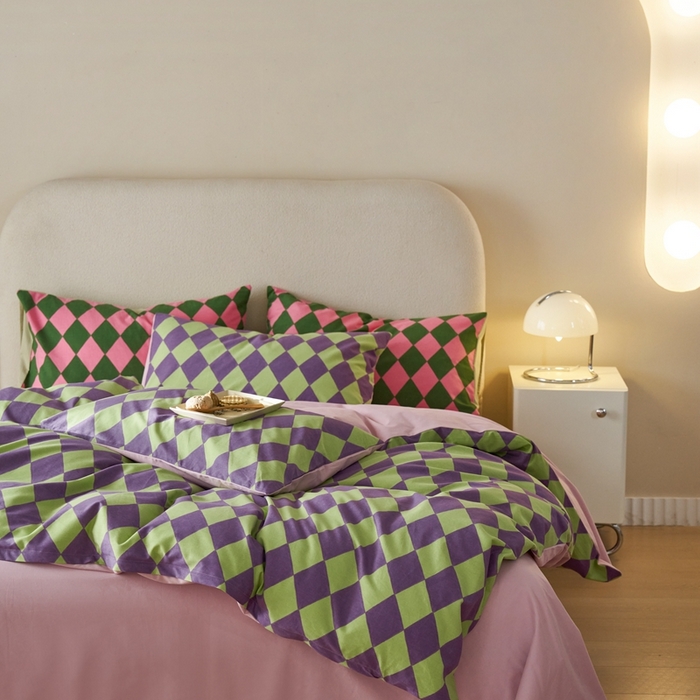 91家纺网 家纺一手货源 找家纺 时年2023新款全棉磨毛印花系列套件-简约风格 晴琳-紫