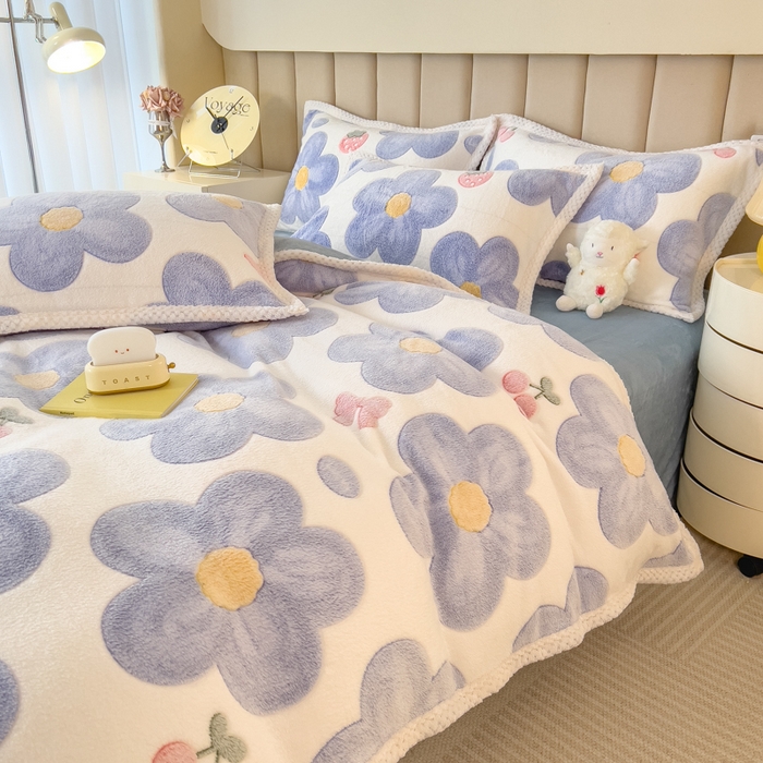 91家纺网 家纺一手货源 找家纺 2023新款立体6D雪花绒加厚保暖系列单枕套 48x74cm一对 兰花朵朵