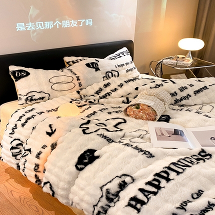 澳梵家居 2023舒芙蕾印花兔兔绒牛奶绒四件套 浪漫畅想