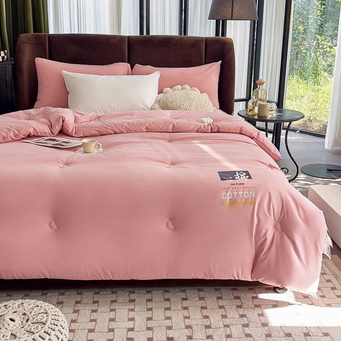 91家纺网 家纺一手货源 找家纺 米菲 2023新款 柔棉大豆被冬被被子被芯春秋被 西柚粉