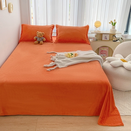 91家纺网 家纺一手货源 找家纺 寐居家纺 2023新款纯色牛奶绒保暖床单 艾玛橘