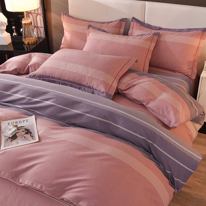 91家纺网 家纺一手货源 找家纺 简如   2025新款全棉磨毛印花四件套 克洛伊-粉