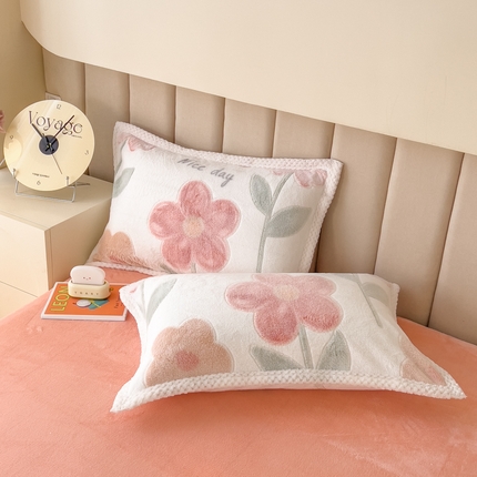 91家纺网 家纺一手货源 找家纺 （总）2023新款立体6D雪花绒加厚保暖系列单枕套 48x74cm一对