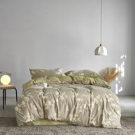 时年2023新款全棉磨毛印花系列套件-花卉风格 敏玖-咖