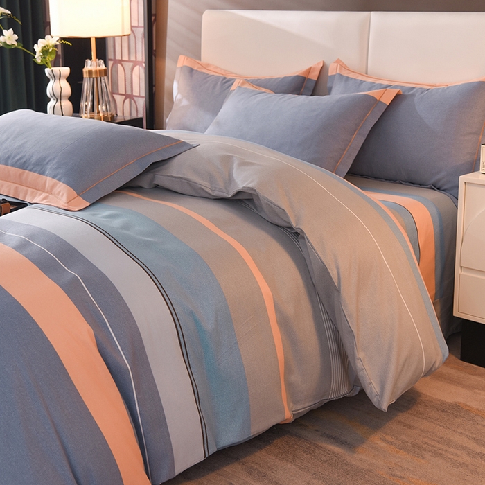 91家纺网 家纺一手货源 找家纺 简如   2025新款全棉磨毛印花四件套 圣西罗-桔