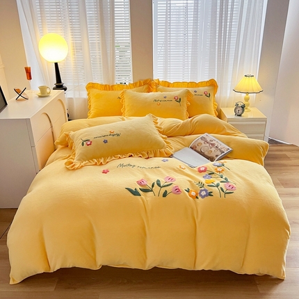 91家纺网 家纺一手货源 找家纺 （总）仟网汇 2023新款牛奶绒毛巾绣四件套