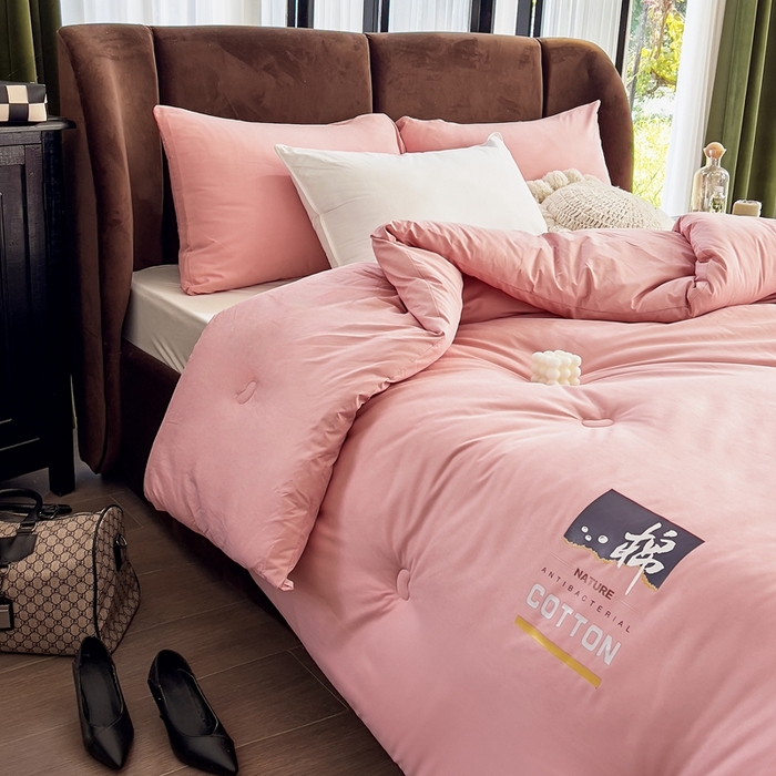 91家纺网 家纺一手货源 找家纺 米菲 2023新款 柔棉大豆被冬被被子被芯春秋被 西柚粉