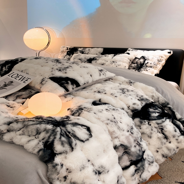 91家纺网 家纺一手货源 找家纺 （总）澳梵家居 2023舒芙蕾印花兔兔绒牛奶绒四件套