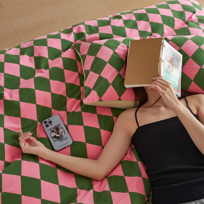 91家纺网 家纺一手货源 找家纺 时年2023新款全棉磨毛印花系列套件-简约风格 晴琳-绿