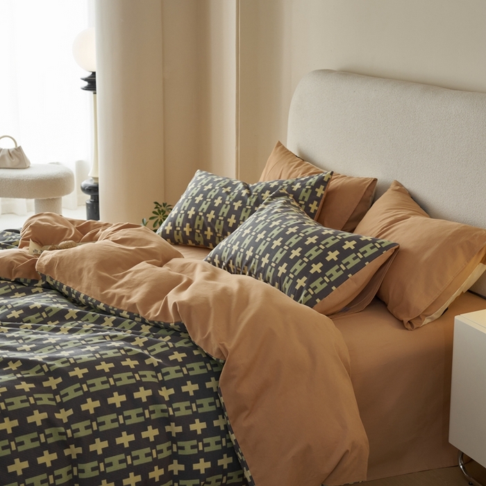 91家纺网 家纺一手货源 找家纺 时年2023新款全棉磨毛印花系列套件-简约风格 恩锦