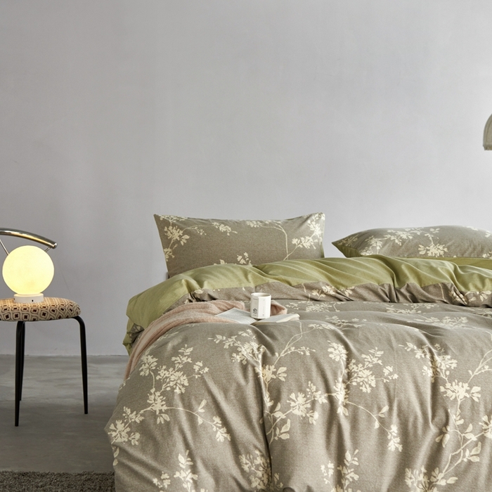 91家纺网 家纺一手货源 找家纺 时年2023新款全棉磨毛印花系列套件-花卉风格 敏玖-咖