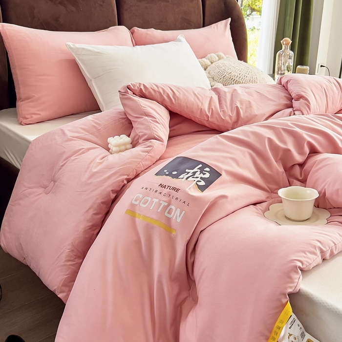 91家纺网 家纺一手货源 找家纺 米菲 2023新款 柔棉大豆被冬被被子被芯春秋被 西柚粉