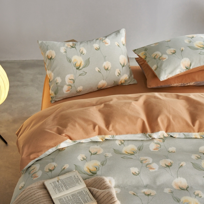 91家纺网 家纺一手货源 找家纺 时年2023新款全棉磨毛印花系列套件-花卉风格 碧秋