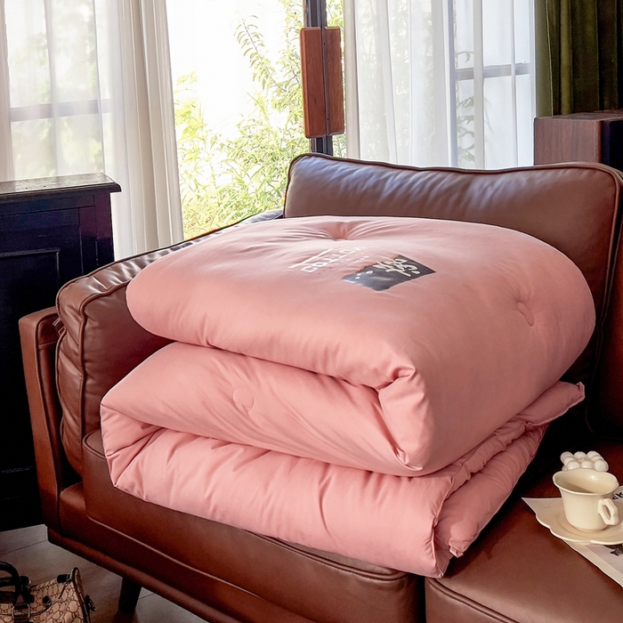 91家纺网 家纺一手货源 找家纺 米菲 2023新款 柔棉大豆被冬被被子被芯春秋被 西柚粉