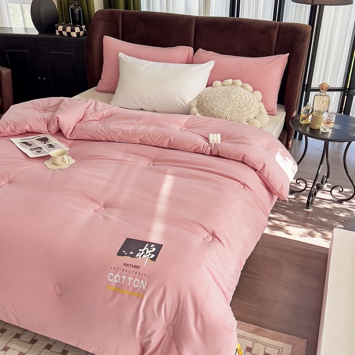 91家纺网 家纺一手货源 找家纺 米菲 2023新款 柔棉大豆被冬被被子被芯春秋被 西柚粉