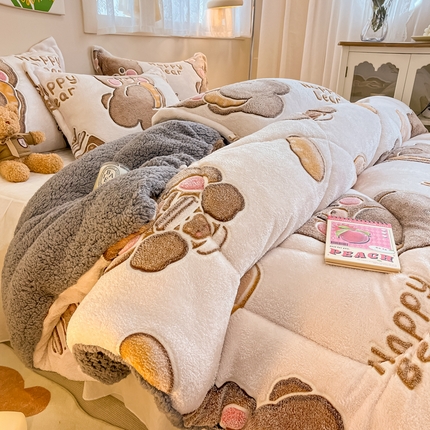 91家纺网 家纺一手货源 找家纺 （总）花伞 2023新款加厚雪花绒羊羔绒秋冬被保暖被芯