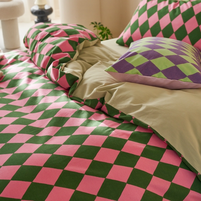 91家纺网 家纺一手货源 找家纺 时年2023新款全棉磨毛印花系列套件-简约风格 晴琳-绿