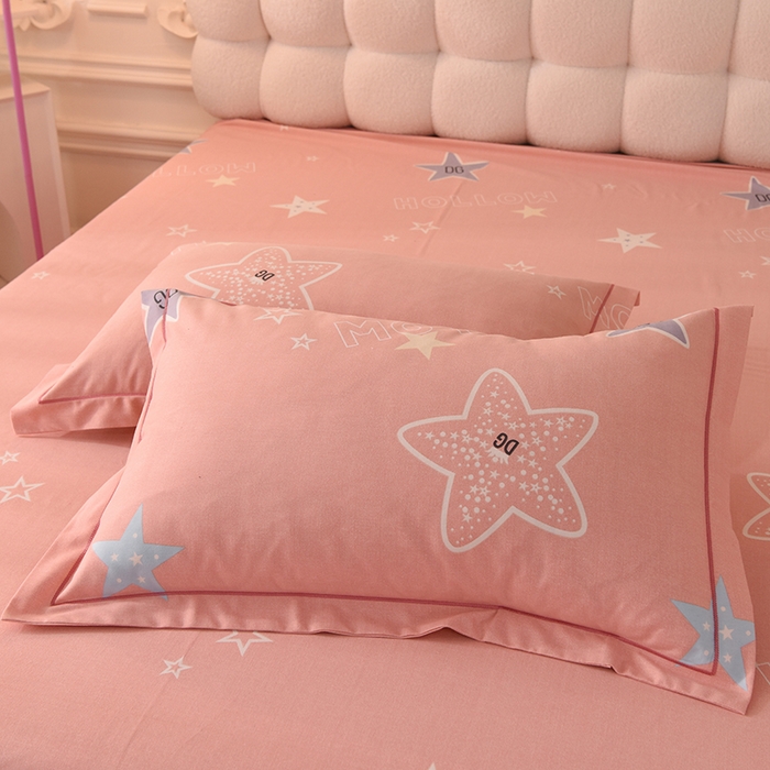 91家纺网 家纺一手货源 找家纺 简如   2025新款全棉磨毛印花四件套 星岛之恋-粉