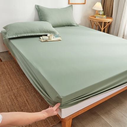 91家纺网 家纺一手货源 找家纺 安力森/诚臻酒店用品酒店用品 2023新款13372纯棉喷气加丝光单品床笠 抹茶