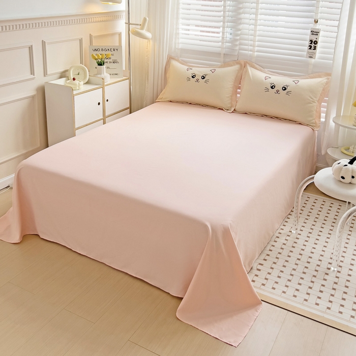 91家纺网 家纺一手货源 找家纺 娜娜 2023新款亲肤柔软水洗磨毛毛巾绣四件套-咪咪猫 咪咪猫-奶昔白