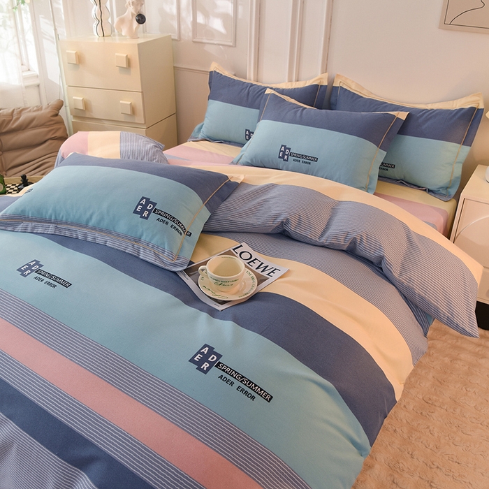 91家纺网 家纺一手货源 找家纺 简如  	2025新款全棉磨毛印花四件套 潮青春