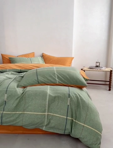 91家纺网 家纺一手货源 找家纺 时年2023新款全棉磨毛印花系列套件-简约风格 贝菡-绿