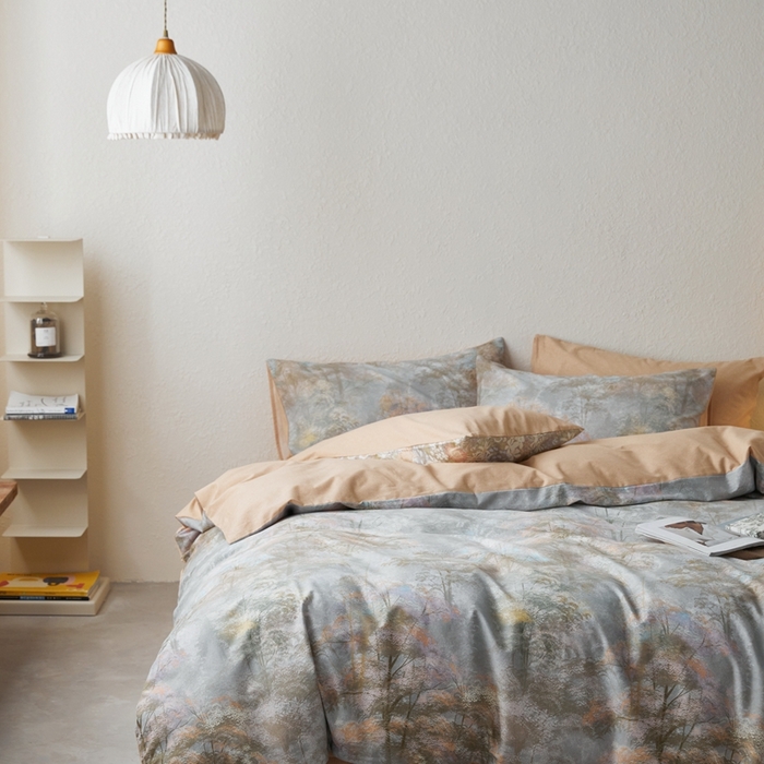 91家纺网 家纺一手货源 找家纺 时年2023新款全棉磨毛印花系列套件-花卉风格 幽静