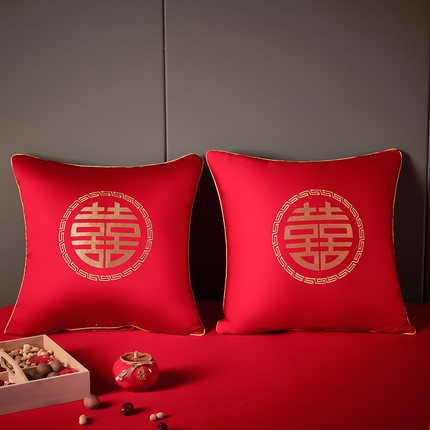 91家纺网 家纺一手货源 找家纺 花愿 2025新款亲肤棉刺绣婚庆立体枕 小抱枕