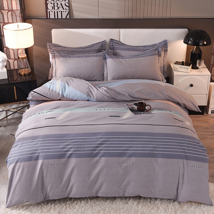 91家纺网 家纺一手货源 找家纺 简如   2025新款全棉磨毛印花四件套 都市时尚-灰