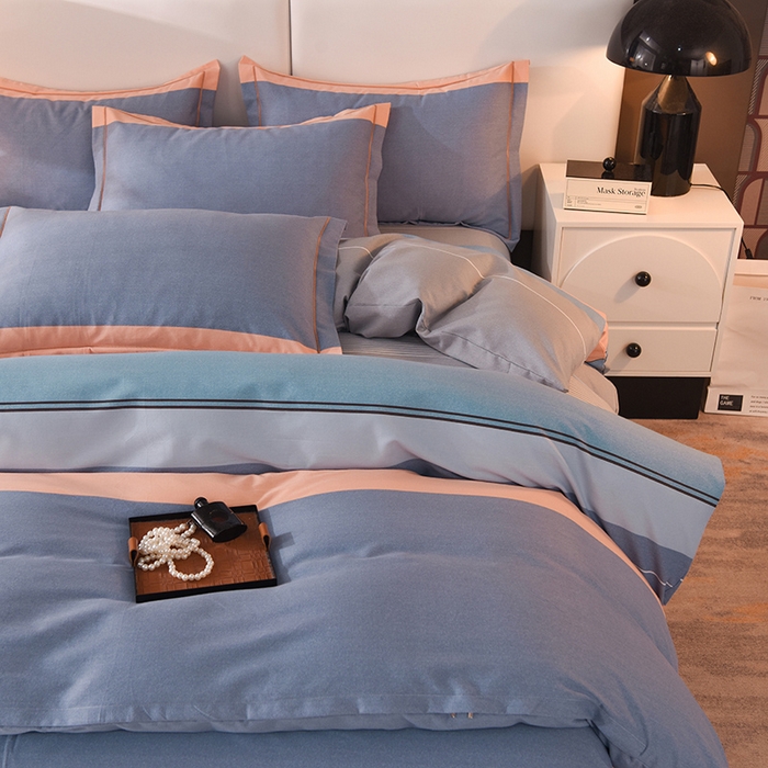 91家纺网 家纺一手货源 找家纺 简如   2025新款全棉磨毛印花四件套 圣西罗-桔